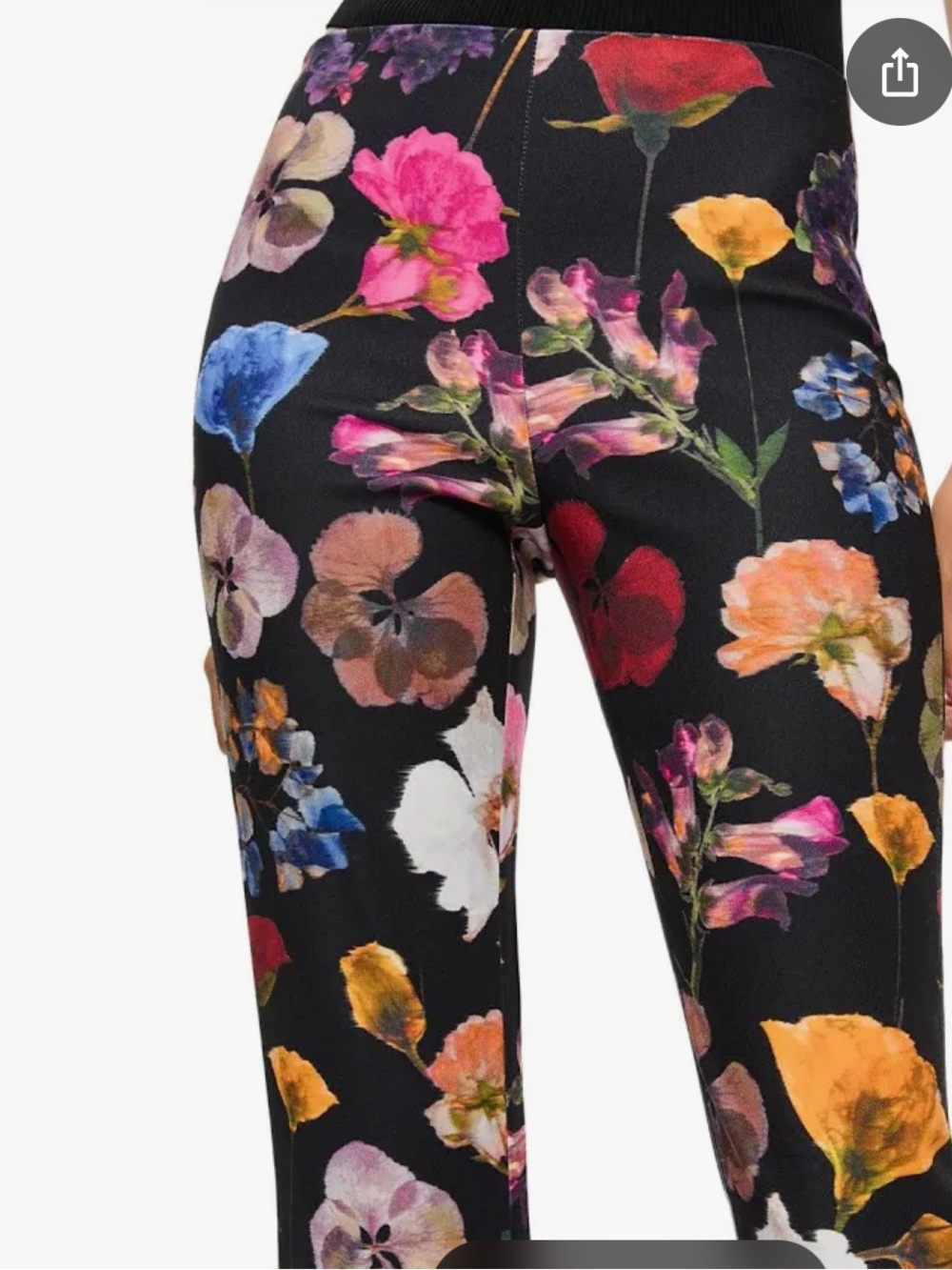 Alice + Olivia Black Floral Bootcut Pants Botanical Black - Picture 4 of 11